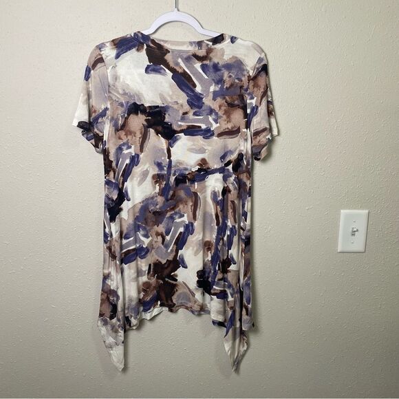 LOGO Lori By Goldstein Asymmetrical Abstract Design Tunic Women's Size Small - Picture 3 of 12
